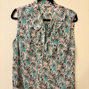 Tahari Ruffle Floral Blouse